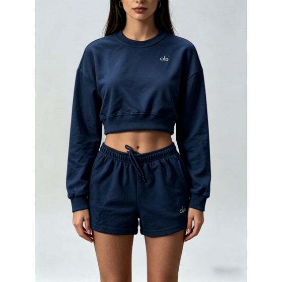 Women's ALO Short Crew Neck Suit (Navy Blue)